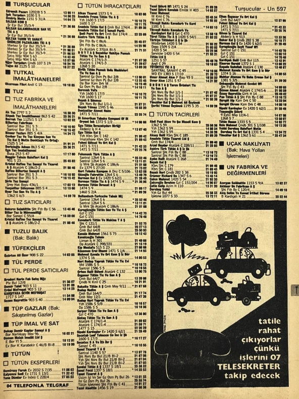 İzmir 1982-1983 Meslek Reklam İlanı Efemera S597 ürün görseli 1