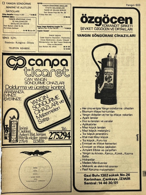 İzmir 1982-1983 Meslek Reklam İlanı Efemera S603 ürün görseli