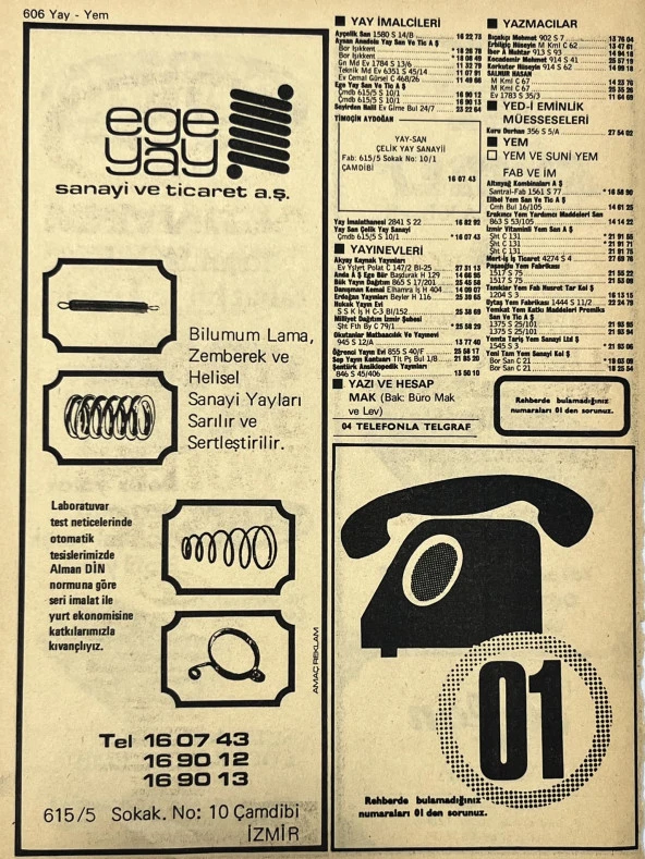 İzmir 1982-1983 Meslek Reklam İlanı Efemera S605 - Resim 2