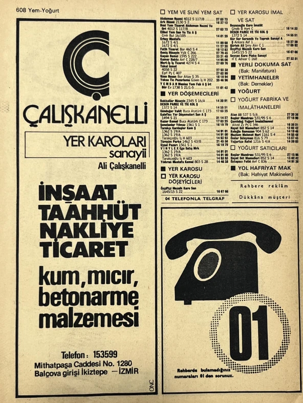 İzmir 1982-1983 Meslek Reklam İlanı Efemera S607 - Resim 2