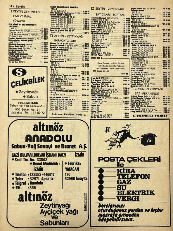 İzmir 1982-1983 Meslek Reklam İlanı Efemera S611 - Resim 2