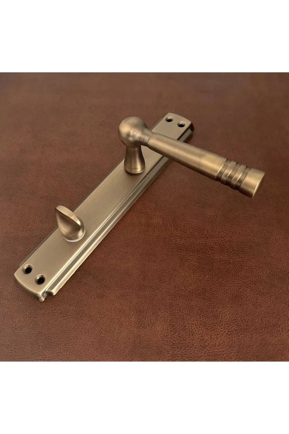 Osmanlı Mat Antik Sarı Bravo Aynalı Wc Banyo Kapı Kolu Sağ Basar 1 Takım - Resim 3