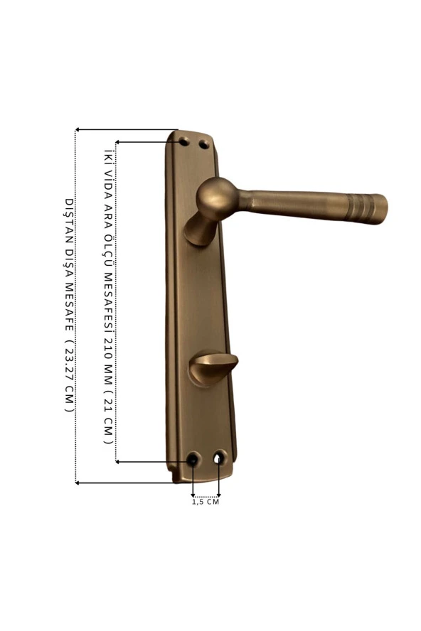 Osmanlı Mat Antik Sarı Bravo Aynalı Wc Banyo Kapı Kolu Sağ Basar 1 Takım - Resim 4