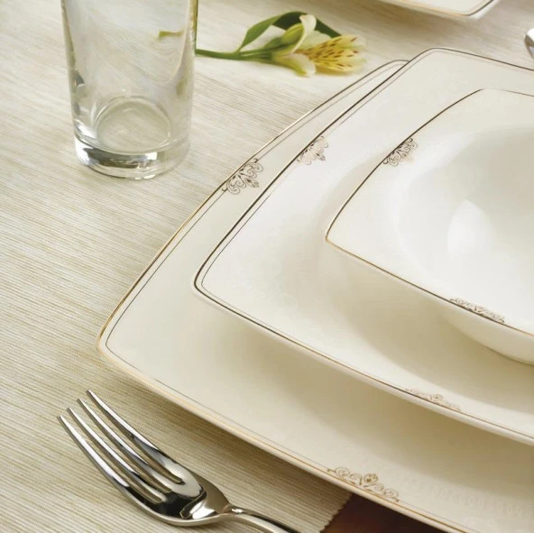 Emsan Estiva Fıne Bone Yemek Takımı 61 Parça Em93 Gold Kare - 2