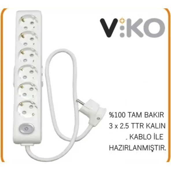 VİKO 6 Lİ 3X2.5 UZATMA SEYYAR KABLO 10 METRE