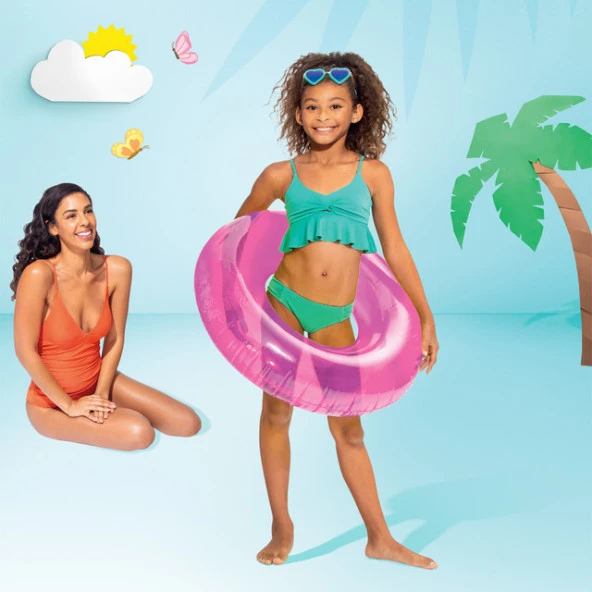 Çocuk Yüzme Simidi - Intex - Şeffaf Jumbo - Mor - 76 cm (59260) - 2