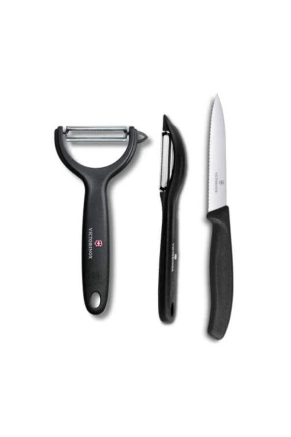 Victorinox 3'lü Soyacak Bıçak Seti Siyah ürün görseli