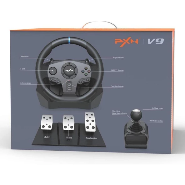 Cosmostech PXN V9 Gaming Racing Wheel 3 Pedallı ve Vitesli PC, PS4, PS3, Switch, Xbox ONE, Xbox Series X/S Uyumlu Oyuncu Direksiyonu - Resim 6