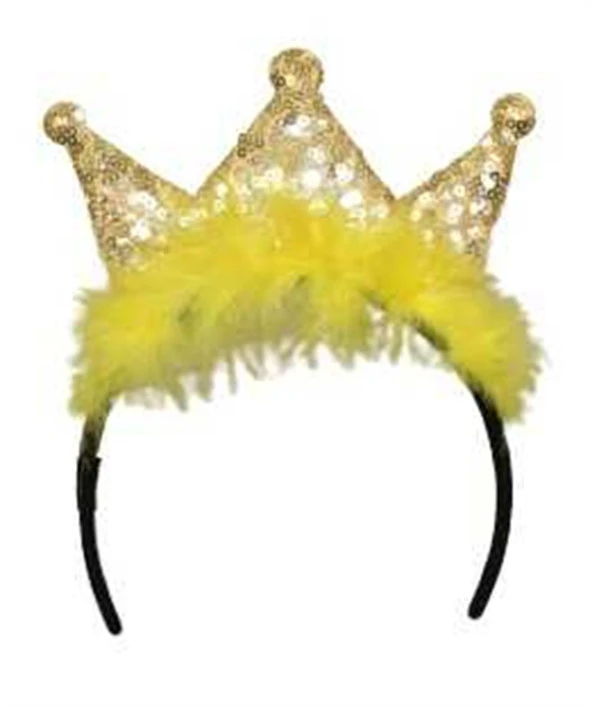Pullu Tüylü Kraliçe Taç Gold