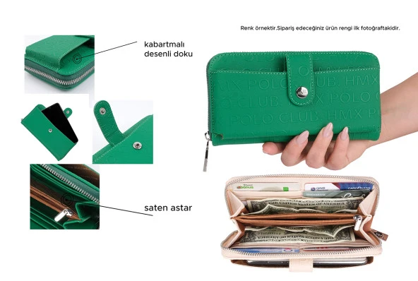 Bagacar Bozuk Para ve Telefon  Bölmeli Kullanışlı Cüzdan Haki - 6