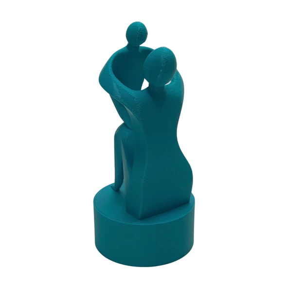 3D Anne ve Çocuk Figür - Mavi - 6