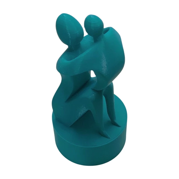 3D Anne ve Çocuk Figür - Mavi - 5