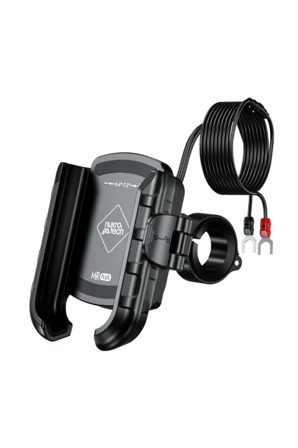 Nukrotech MR PLUS USB-C TYPE-C Şarjlı Klipsli Motosiklet Telefon Tutucu