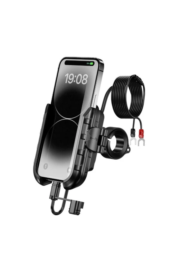 Nukrotech MR PLUS USB-C TYPE-C Şarjlı Klipsli Motosiklet Telefon Tutucu - 2