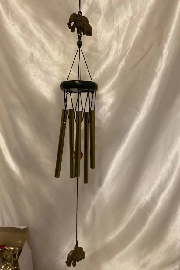 Deprem Zili Çanı Rüzgar Çanı Zili Feng Shui Ejderha Yılı Koruyucu Yin Yang Şık 5 Metal Boru Fil Objeli - Resim 2