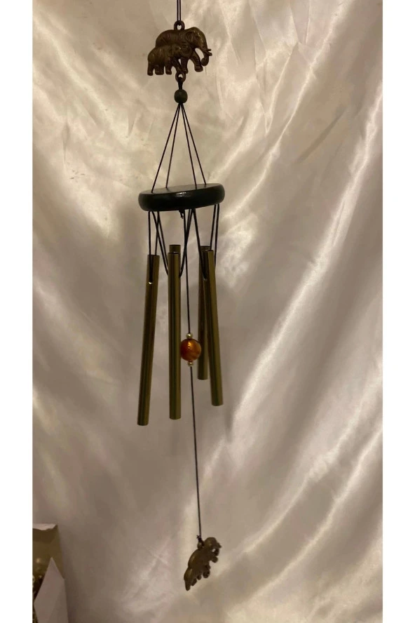 Deprem Zili Çanı Rüzgar Çanı Zili Feng Shui Ejderha Yılı Koruyucu Yin Yang Şık 5 Metal Boru Fil Objeli - Resim 4