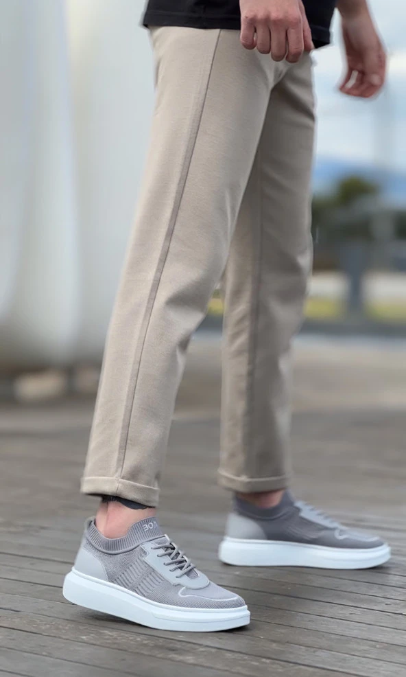 BA0812 Özel Örme Triko Tarz Gri Renk Spor Ayakkabı - Resim 2