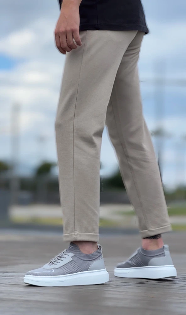 BA0812 Özel Örme Triko Tarz Gri Renk Spor Ayakkabı - Resim 7