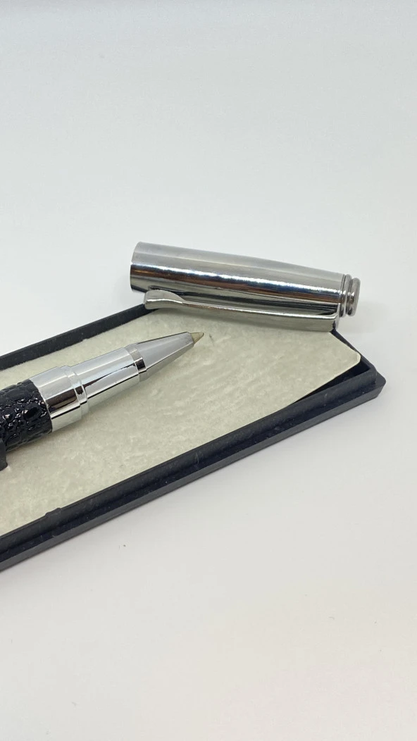 DivitPen Siyah Lake Deri Roller Kalem - Resim 2