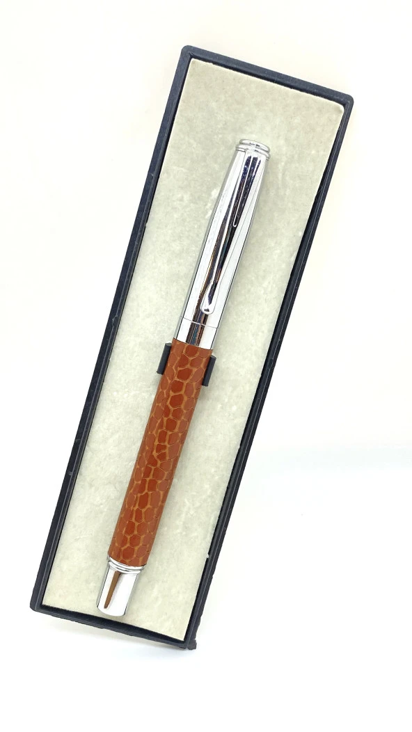 DivitPen Kahverengi Deri Roller Kalem - 1