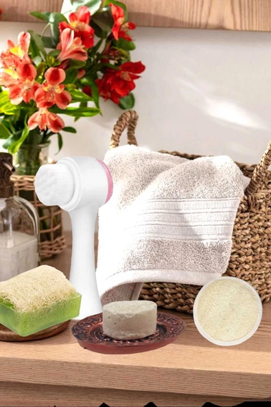 5'li Kabak Lifli Avokado Sabun Yüz Pedi Cilt Temizleme Fırçası Sıkılaştırma Temizleme Peeling Seti - 2