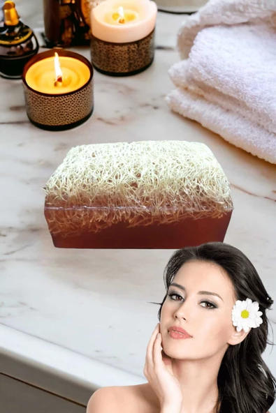 %100 El Yapımı Doğal Kabak Lifli Kahve Sabun 120 Gr - 3