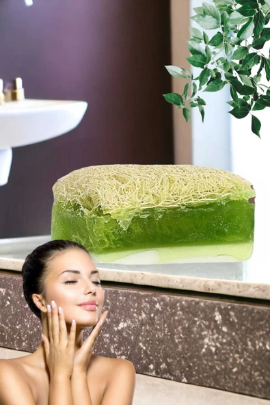 %100 El Yapımı Doğal Kabak Lifli Keçi Sütü Aloe Vera Sabun 120 Gr - 4