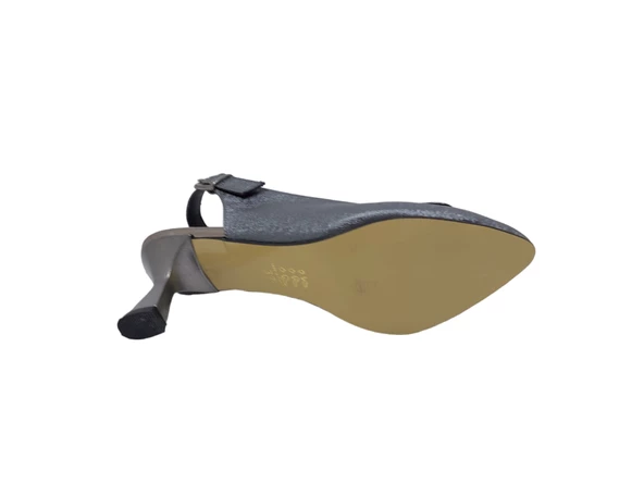 Zerhan 72 Kadın Platin Tokalı Burnu Kapalı Arkası Açık Topuku Ayakkabı - 5