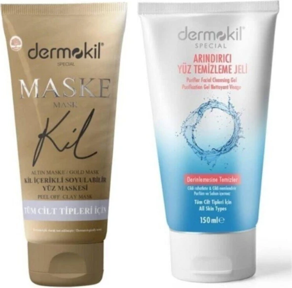 Dermokil Special Soyulabilir Kil Içerikli Gold Maske (75 Ml) + Arındırıcı Yüz Temizleme Jeli (150ML)