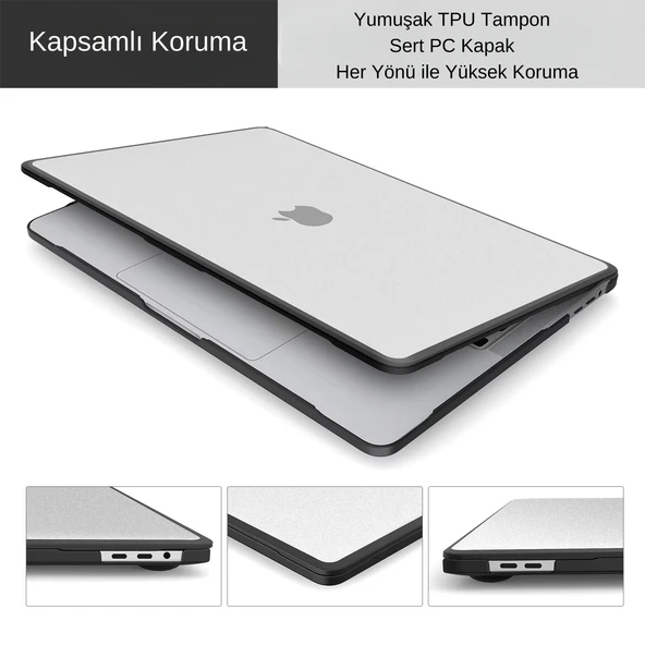 MacBook Air 13.3 M1 Kılıf Outdoor Shockproof Hibrit Hard Case TPU Bumper Anti-Fingerprint Mat A1932 A2179 A2337 - Resim 5