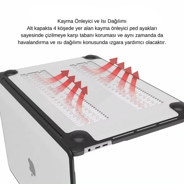 MacBook Air 13.3 M1 Kılıf Outdoor Shockproof Hibrit Hard Case TPU Bumper Anti-Fingerprint Mat A1932 A2179 A2337 - Resim 7