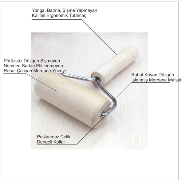 Tek Elle Kullanılan Kurabiye Mantı Şeker Oyun Süs Hamuru Hamur Pasta Kek Süsleme Merdanesi Merdane - 3