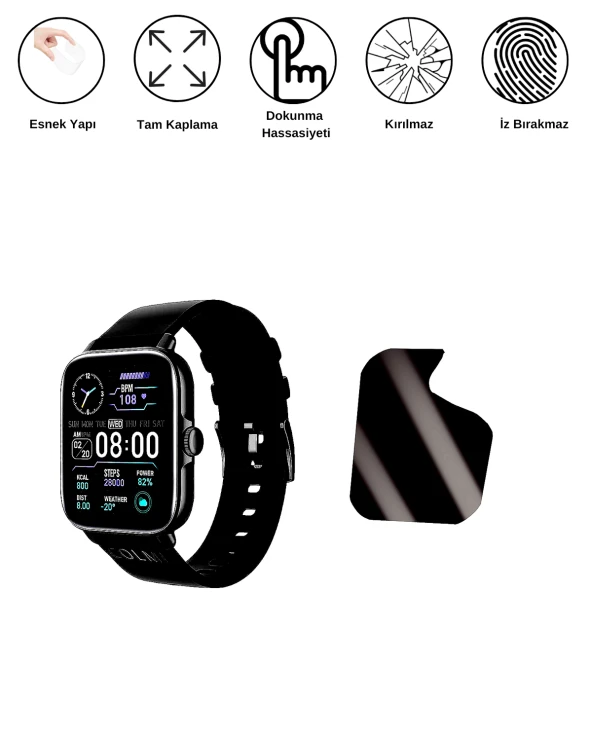 Colmi Colmi Saat Uyumlu Hayalet Ekran Kırılmaz Cam Ekran Koruyucu Film 8684609405743 - Resim 5