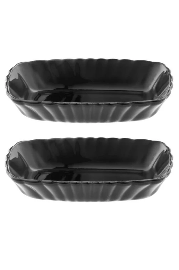 53392 Mezze Cam 2li Çerezlik Meze Tabağı Kahvaltılık Siyah 18cm