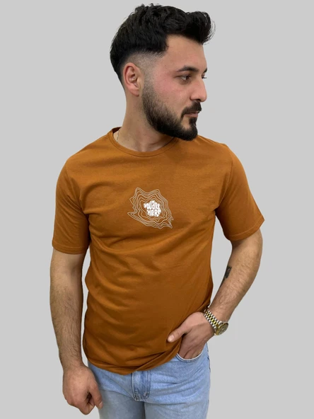 Erkek Youare Sıfır Yaka Basic Tarçın Tişört - 7