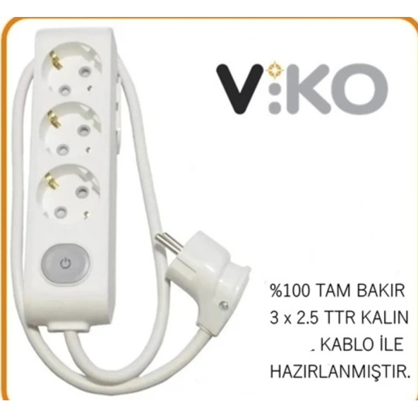 VİKO 3 LÜ 3X2.5 UZATMA SEYYAR KABLO 10 METRE