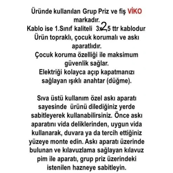 VİKO 3 LÜ 3X2.5 UZATMA SEYYAR KABLO 10 METRE - Resim 3