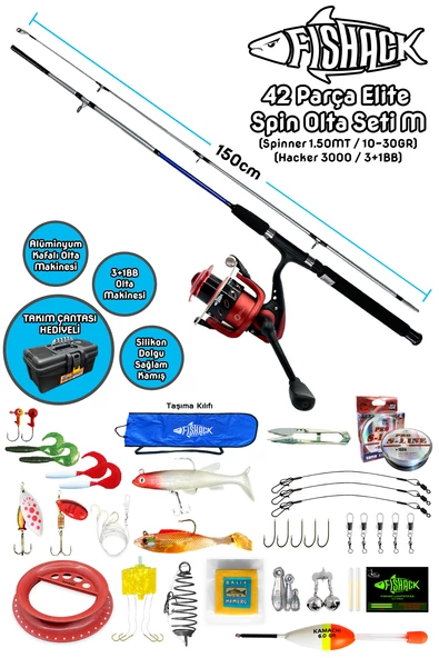 Fishack 42 Parça Elite Spin At-Çek Deniz ve Göl Olta Seti M - 1.50MT / 10-30GR ürün görseli 1