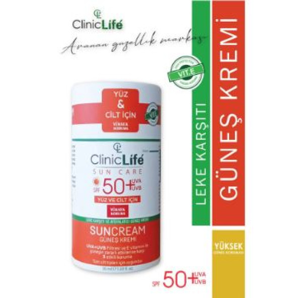 Cliniclife Leke Karşıtı ve Aydınlatıcı Güneş Kremi 50+ SPF 100ML