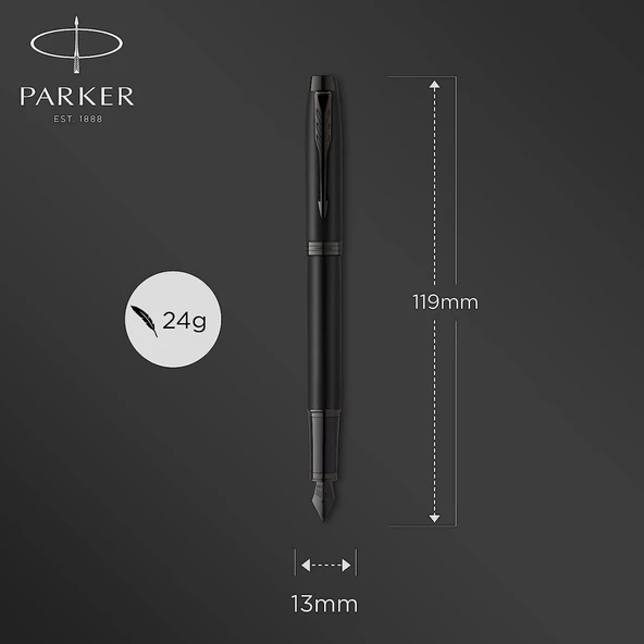 Parker IM Mat Metalik Dolma Kalem, M Uç - Siyah BT / - 3