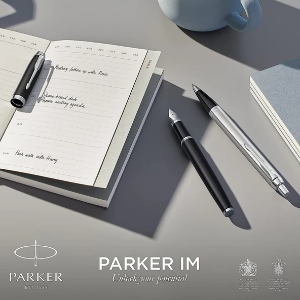 Parker IM Mat Metalik Dolma Kalem, M Uç - Siyah BT / - 6