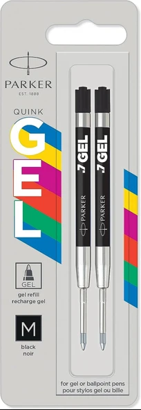 Parker Jel Kalem Refill, Plastik Gövde, 2'li Blister, M uç, Siyah