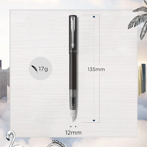 Parker Vector XL Mat Dolma Kalem, M Uç - Siyah / - Resim 3