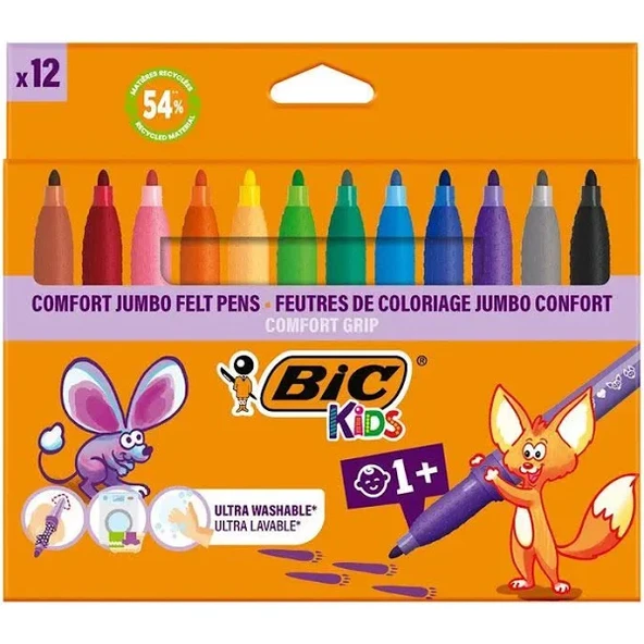 Bic Kids Comfort 12'li Jumbo Keçeli Boya Kalemi ürün görseli