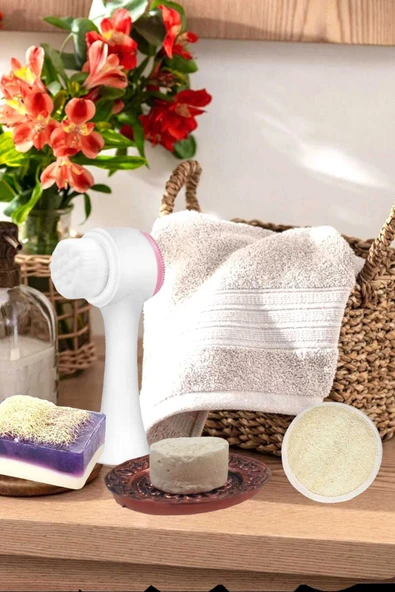 5'li Kabak Lifli Keçi Sütlü Lavanta Sabun Doğal Peeling Sıkılaştırma Canlandırıcı Tüm Yüz Bakım Seti - 4