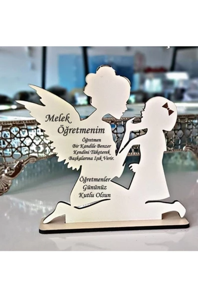 Melek Öğretmenim Hediye Plaket Melek Anne Çocuk Şeklinde Öğretmenler Günü Hediyesi - 1