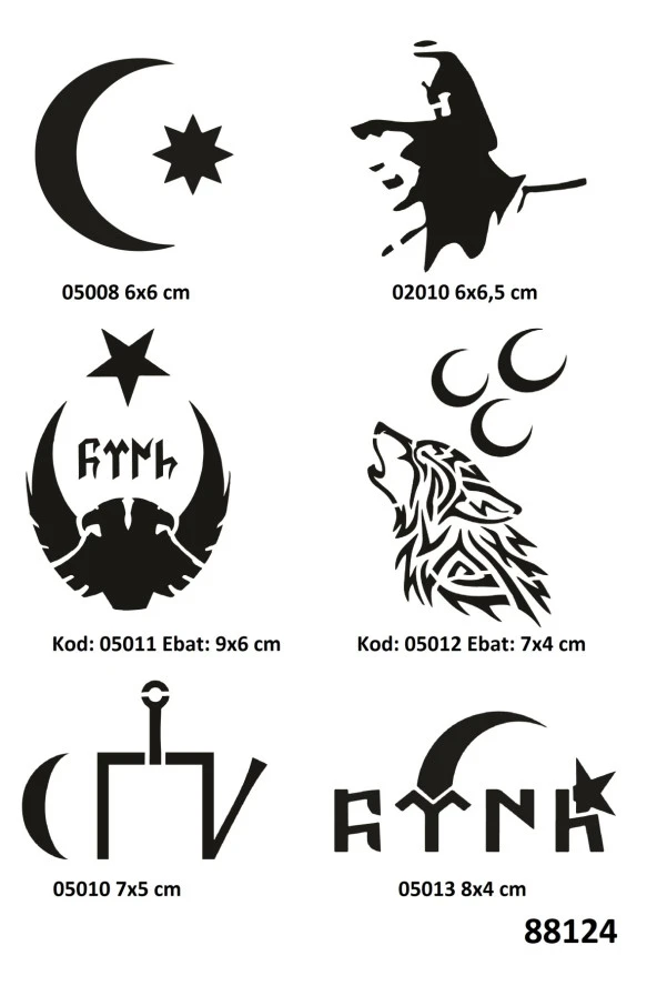 Milli Semboller 6 Adet Geçici Dövme Kalıbı Spreysiz Sadece Şablon