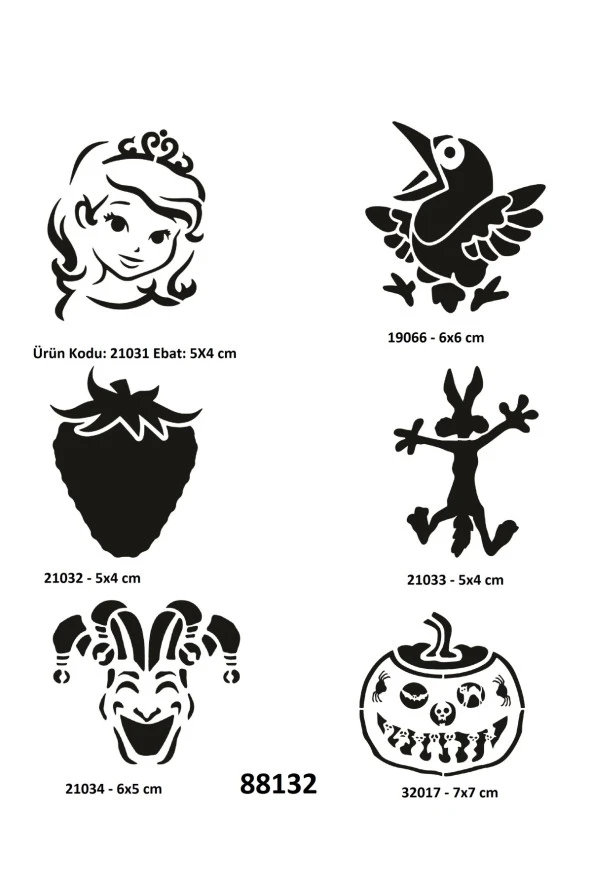 Çocuksu Semboller 6 Adet Geçici Dövme Kalıbı Spreysiz Sadece Şablon ürün görseli 1