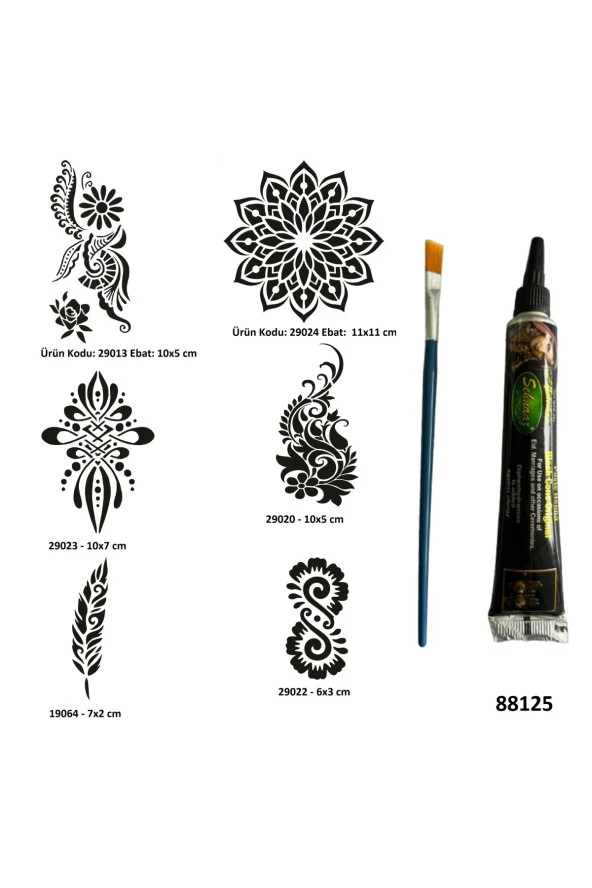 Kadın Sembolleri Siyah Hint Kınası Hediyeli Geçici Dövme Yapma Seti ürün görseli 1