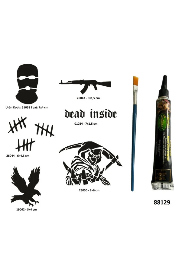 Hırçın Semboller Siyah Hint Kınası Hediyeli Geçici Dövme Yapma Seti ürün görseli 1